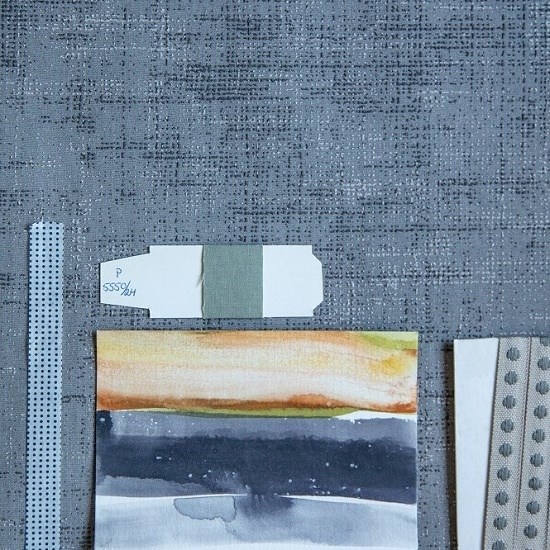 ramie grey roller blind fabric print