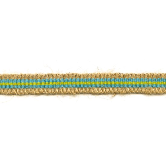 rio striped jute trim - lagoon blue