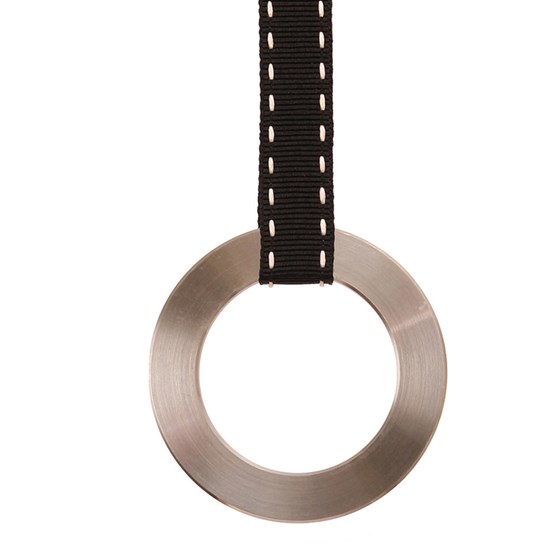stainless steel ring pull - black ribbon polished stainless steel ring window spring blind pull with a black and white ribbon