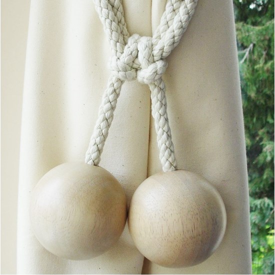 whitewash wooden ball curtain tieback