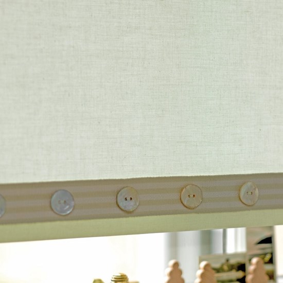 whitstable stripe button trim - sand dune whitstable button braid in cream and white with pearl buttons for interior homes