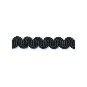 arco in black is a wavy curvy decorative trimming or braid designed to bend round corners arco braid - black