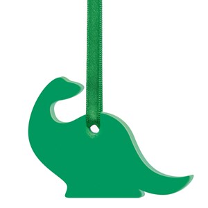 green dinosaur window roller blind pull in painted wood with matching green ribbon childs blind pull - dinosaur