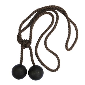 cocoa coloured wooden ball curtain tieback with cotton rope embrace wooden ball tiebacks - cocoa