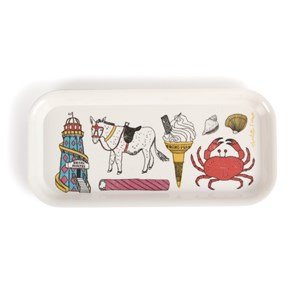 colourful seaside fun drinks tray by charlotte farmer featuring classic coastal objects seaside fun drinks tray