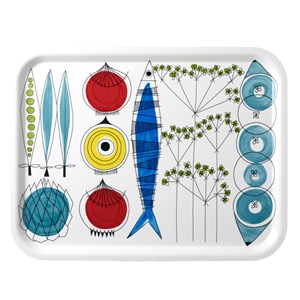 colourful picknick design kitchen large tray a vintage swedish print by Marianne Westman picknick large tray