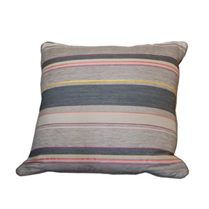 charcoal and red woven stripe square cushion by laura fletcher in silk safron stripe cushion