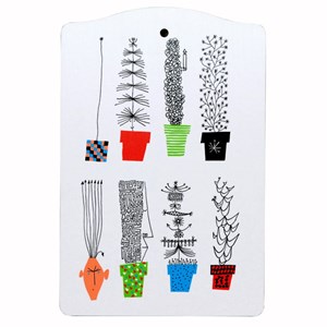 crazy pots chopping or slicing board with flower pots and humorous plants crazy pots chopping board