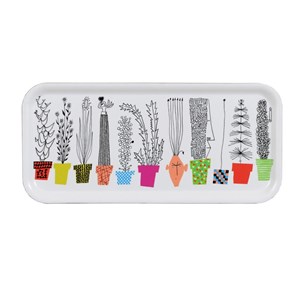 crazy pots small laminated drinks tray with colourful flower pots and humorous plants crazy pots drinks tray
