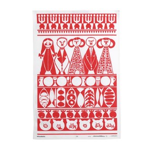 jul tea towel in red and white an authentic retro scandiavian christmas design jul tea towel