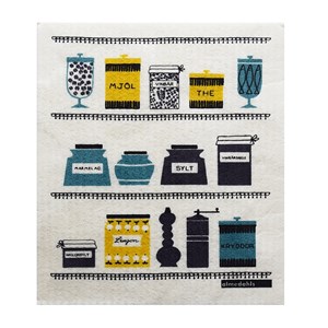 sponge washing-up coth printed in Almedahls' syltburkar or jars design jars sponge cloth