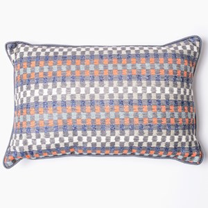 navy & paprika heather check woven cushion by Laura Fletcher Heather Check Cushion Navy & Paprika