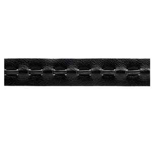 black real leather woven trimming for interior decoration or braiding leather trim - black