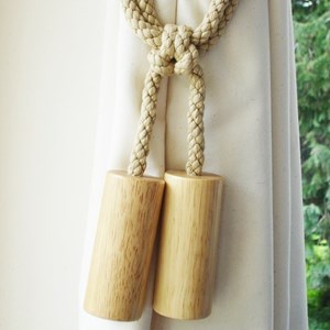 wooden cylinder tiebacks - natural