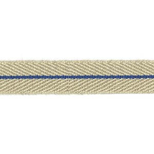 smart herringbone jute trim with navy blue centre stripe, interior braid nautical stripe trim - navy blue