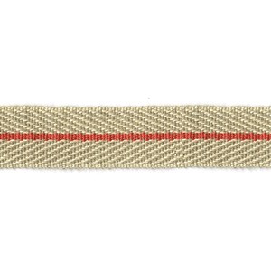 smart herringbone jute trim with light strawberry red centre stripe, interior braid nautical stripe trim - strawberry red