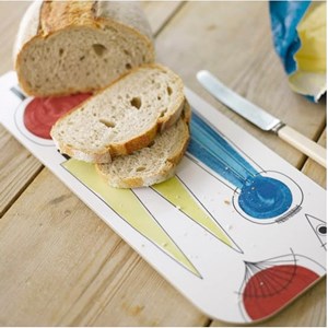 colourful picknick design kitchen loaf bread board a vintage swedish print by Marianne Westman picknick loaf board