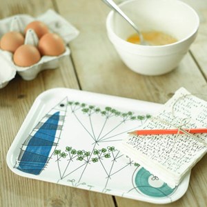 colourful picknick design small tray in a vintage swedish print by Marianne Westman picknick small tray