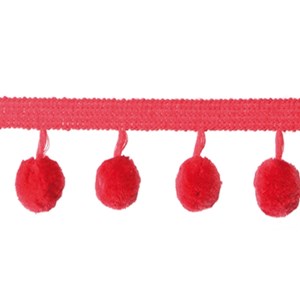 berry red pom pom braid a decorative craft trimming pom pom trim - berry red