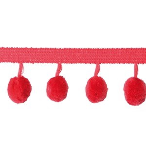 pom pom trim - berry red