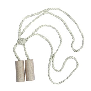 whitewashed wooden cylinder curtain tieback with cotton embrace wooden cylinder tieback - whitewash