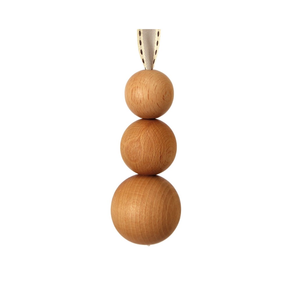 triple wooden ball blind pull natural with ribbon