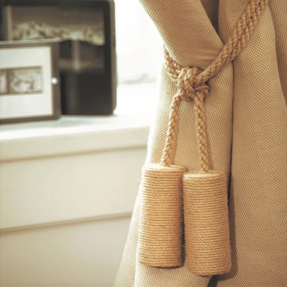 jute cylinder tiebacks natural