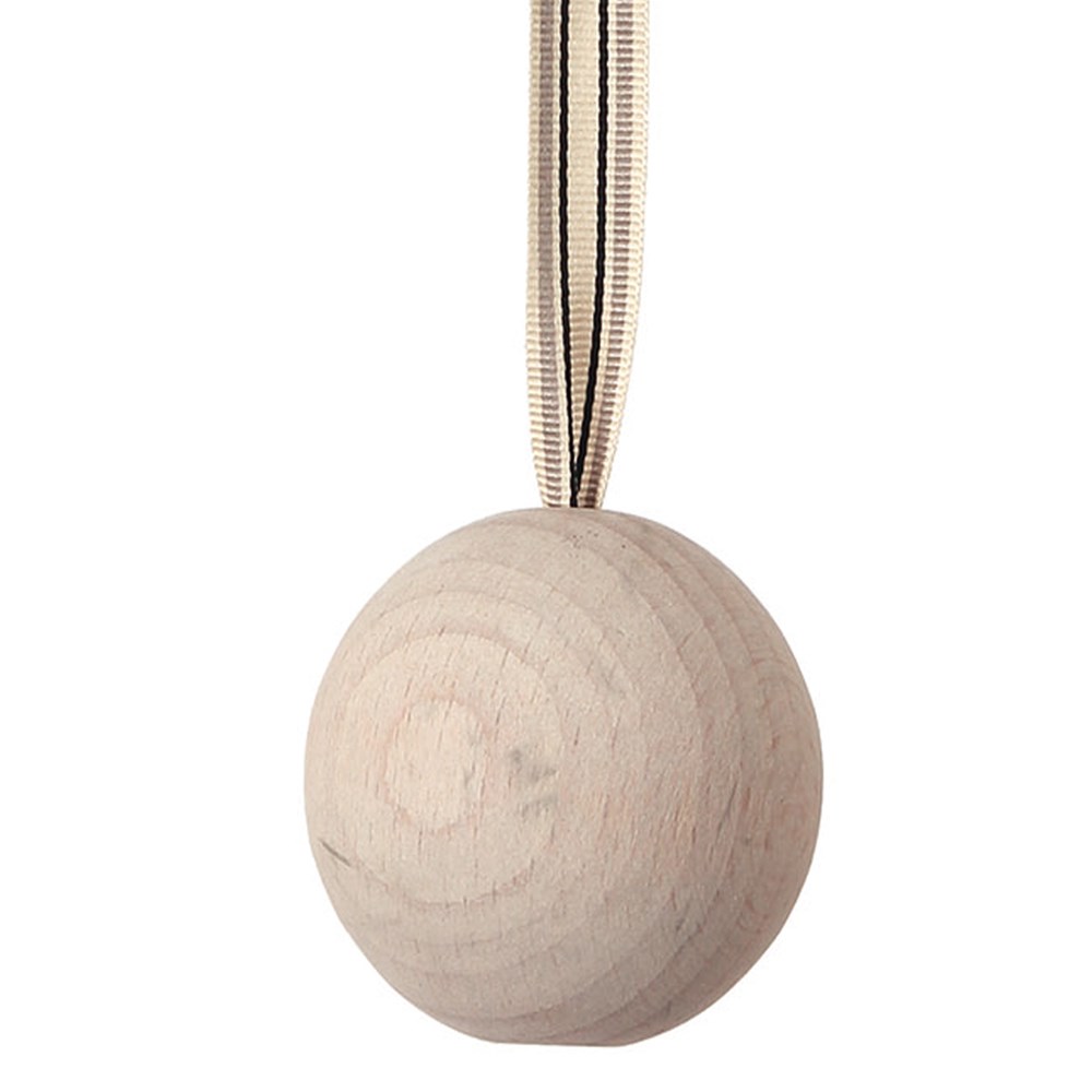 wooden ball blind pull whitewash with ribbon