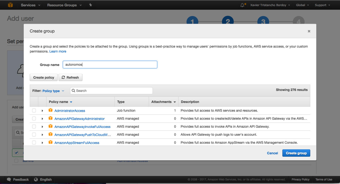 amazon iam crear grupo
