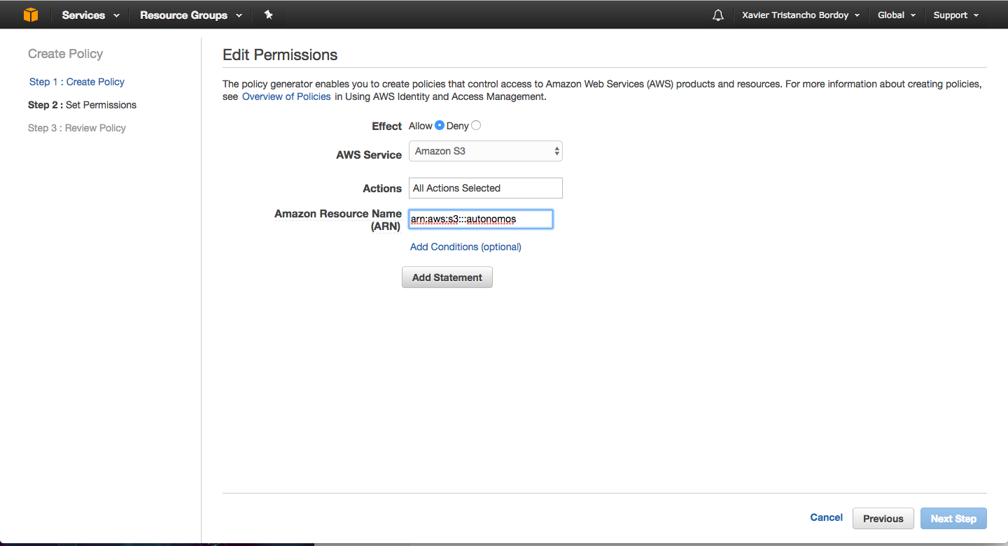 amazon iam crear policy