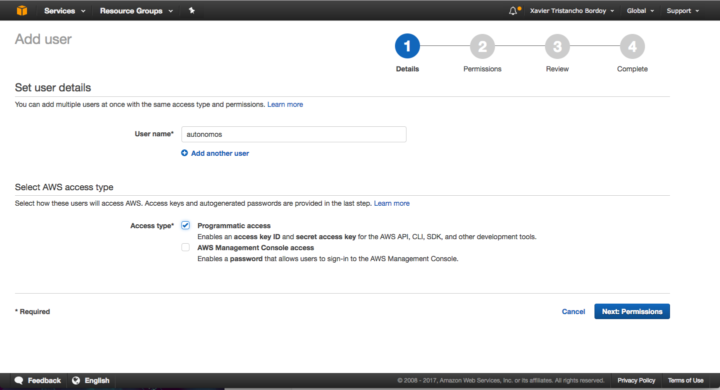 amazon iam crear usuario