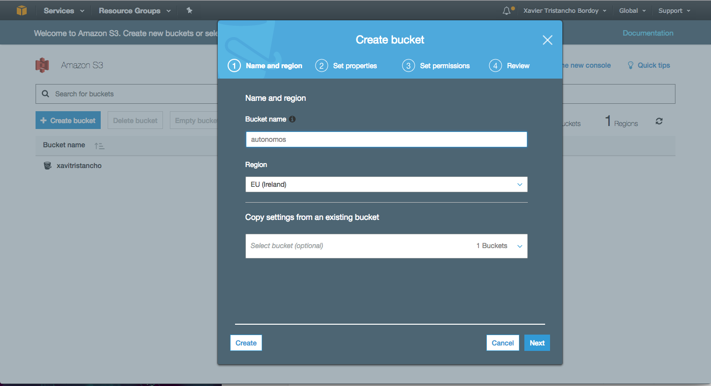 amazon s3 crear bucket