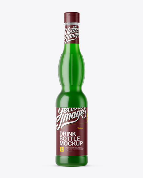 Glossy Plastic Bottle with Green Drink Mockup Glossy Plastic Bottle with Green Drink Mockup