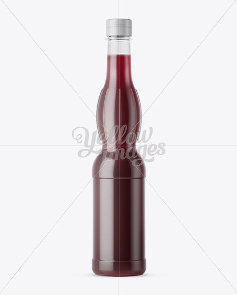 Glossy Plastic Bottle with Red Drink Mockup