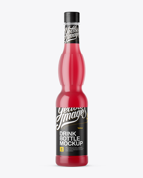 Glossy Plastic Bottle with Pink Drink Mockup Glossy Plastic Bottle with Pink Drink Mockup