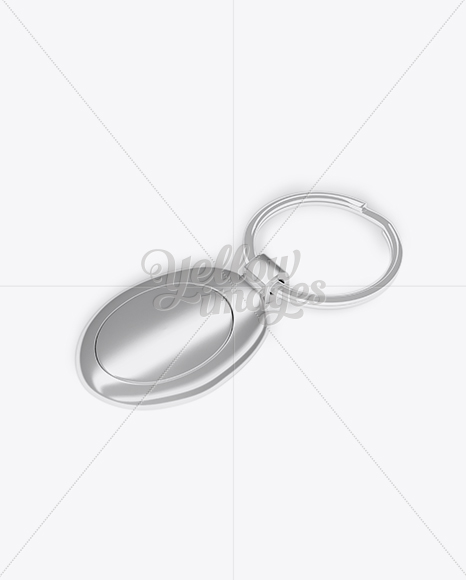 Metallic Keyring Mockup - Halfside View (High-Angle Shot)