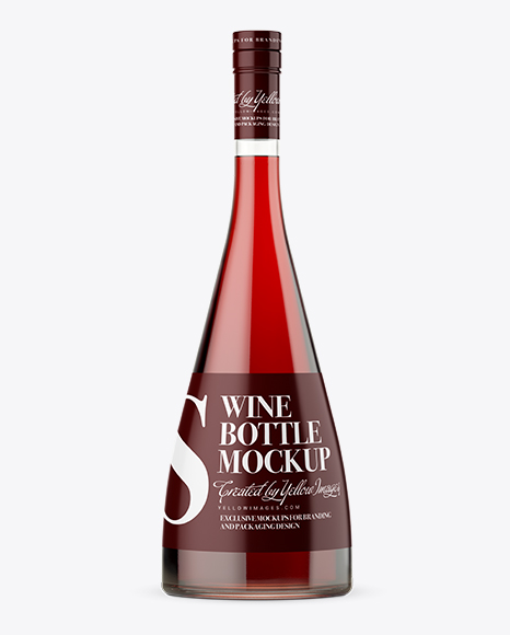 Download Clear Glass Bottle With Red Wine Mockup in Bottle Mockups ... Yellowimages Mockups