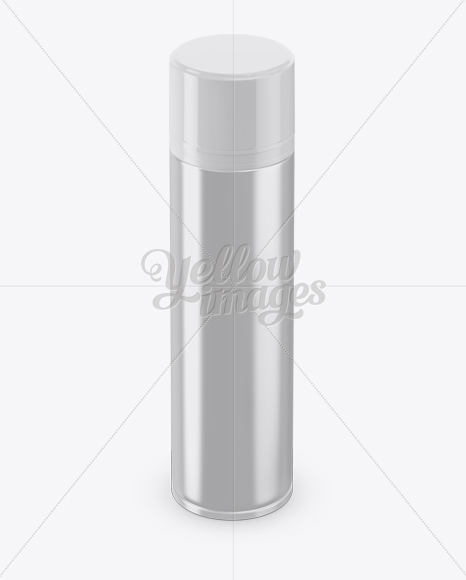 Glossy Metallic Shaving Foam Bottle With Cap Mockup (High Angle Shot) PSD #3