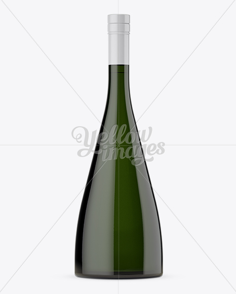 Dark Green Glass Wine Bottle Mockup