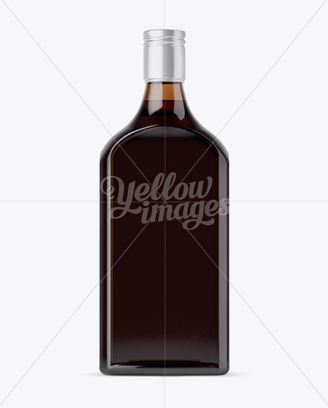 Square Amber Glass Bottle With Red Liquor Mockup PSD #3