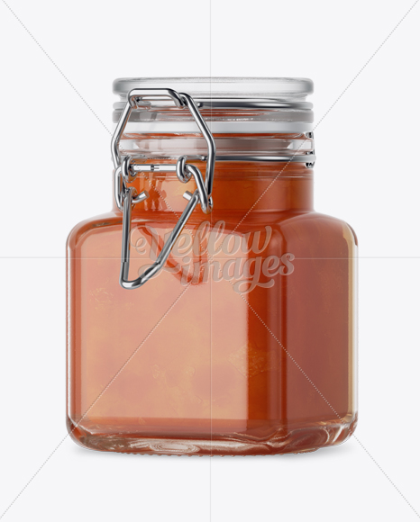 100ml Glass Apricot Jam Jar w  Clamp Lid Mockup   Halfside View PSD #3