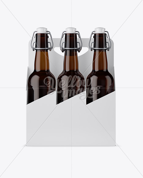 White Paper 6 Pack Amber Bottle Carrier Mockup   Front View PSD #3