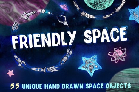 Friendly Space illustrations set