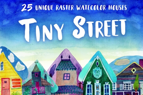 Tiny street illustrations set
