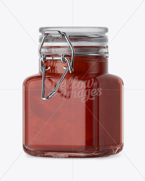 100ml Glass Strawberry Jam Jar w  Clamp Lid Mockup   Half Side View PSD #3