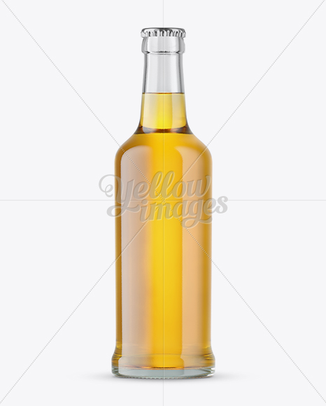 Clear Glass Bottle with Lager Beer Mockup