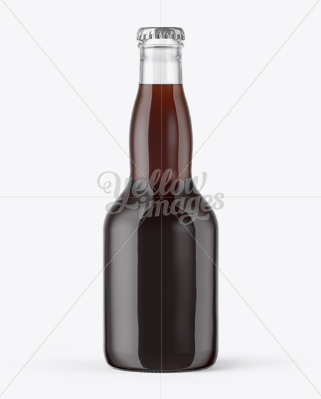 Clear Glass Bottle with Brown Ale Mockup