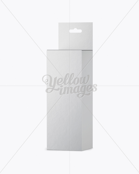 Textured Paper Box With Hang Tab Mockup Half Side View In Box Mockups On Yellow Images Object Mockups