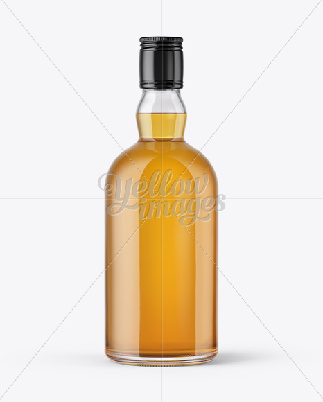 Clear Glass Bottle with Whiskey Mockup PSD #3