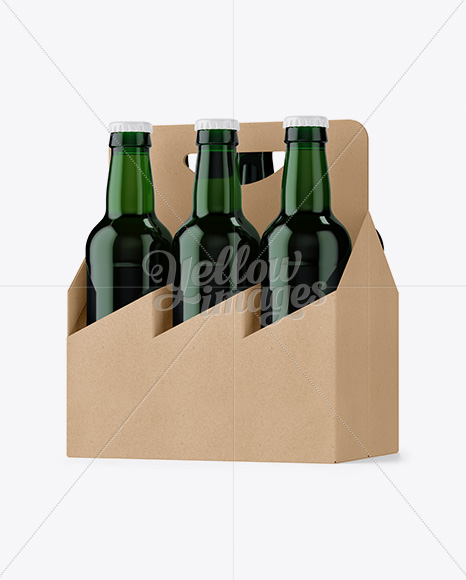 Download Kraft Paper 6 Pack Green Bottle Carrier Mockup - Half Side ... Yellowimages Mockups